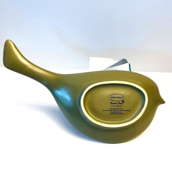 Loved Ones Novelty Cat Dish Bird Shape Green & Gold by Kathy Ireland - Picture 5 of 9